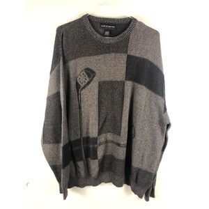Vintage Croft Barrow Sweater Men's XXL Golf Clubs Check Grandpa Made in USA